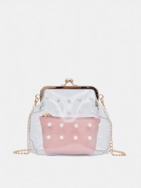 Dámska 2ks Pvc Hasp Pearly Shell Taška Cez Rameno Crossbody Kabelky