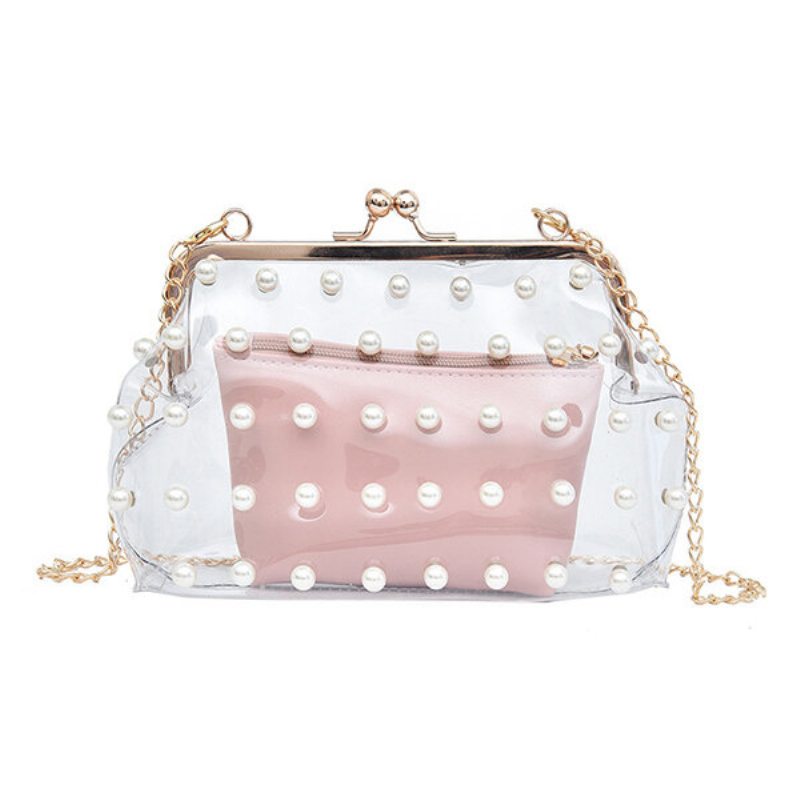 Dámska 2ks Pvc Hasp Pearly Shell Taška Cez Rameno Crossbody Kabelky