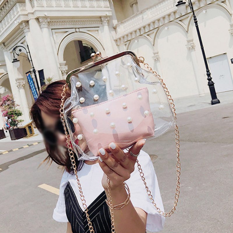 Dámska 2ks Pvc Hasp Pearly Shell Taška Cez Rameno Crossbody Kabelky