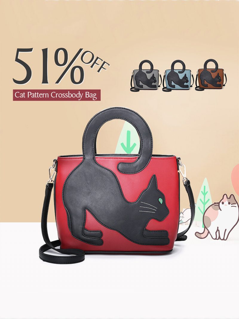 Dámska Crossbody Kabelka Cat Vzor