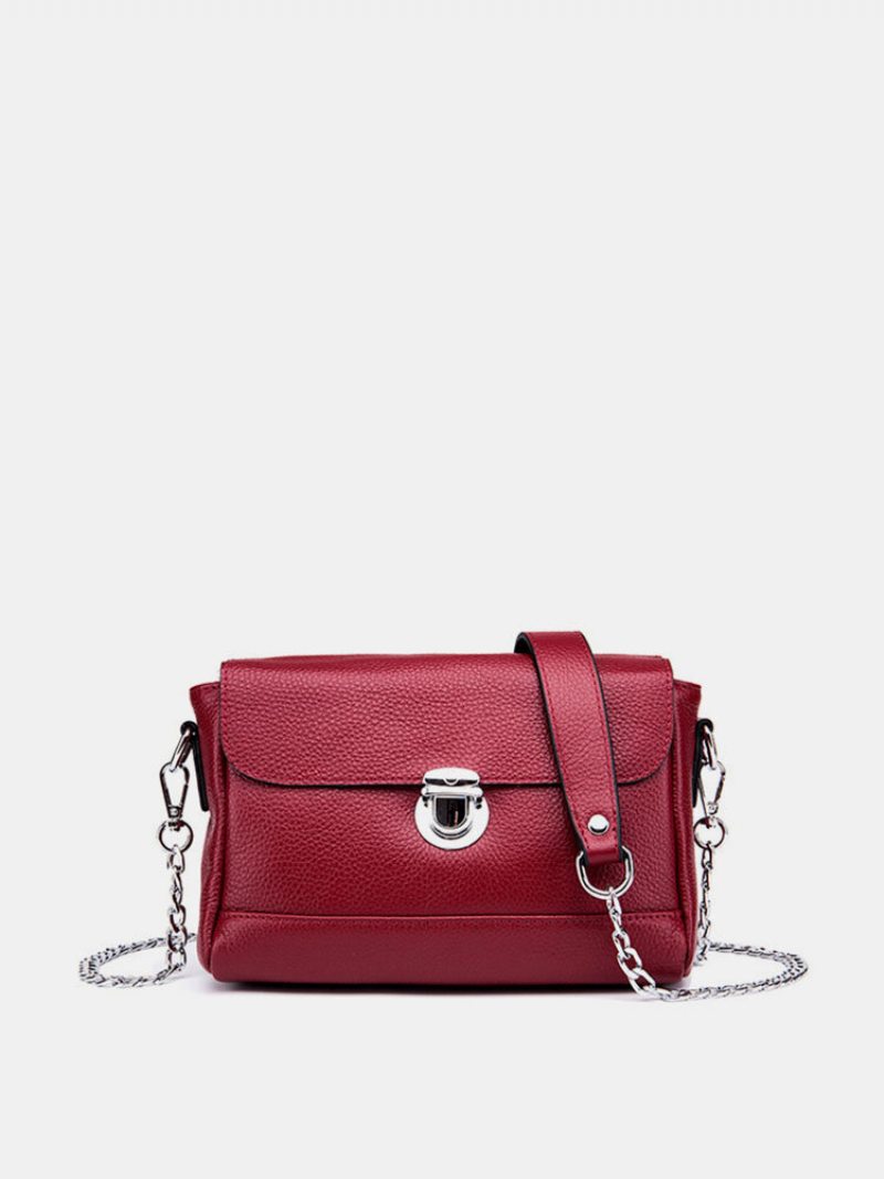 Dámska Crossbody Kabelka Z Pravej Kože Vintage High-end Taška Cez Rameno S Retiazkou