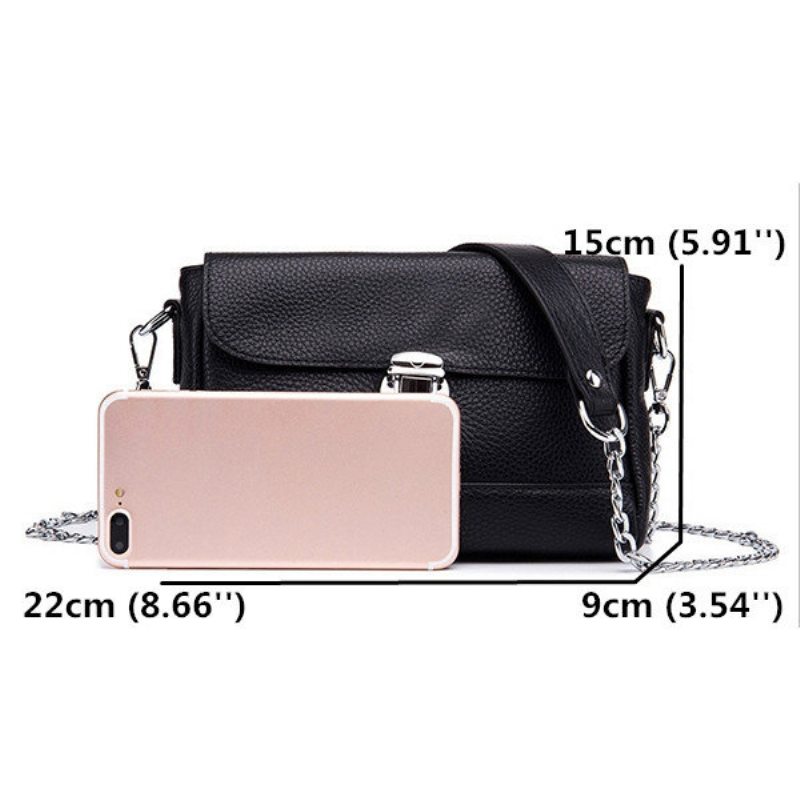 Dámska Crossbody Kabelka Z Pravej Kože Vintage High-end Taška Cez Rameno S Retiazkou