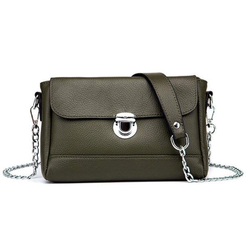 Dámska Crossbody Kabelka Z Pravej Kože Vintage High-end Taška Cez Rameno S Retiazkou