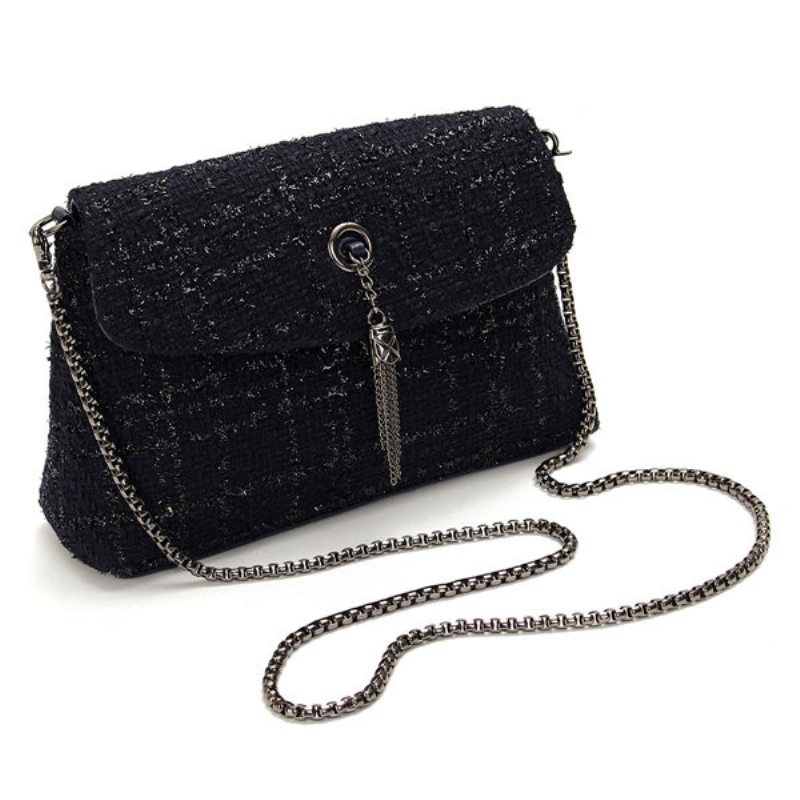 Dámska Elegantná Vlnená Taštička So Strapcom Cez Rameno Crossbody Kabelka