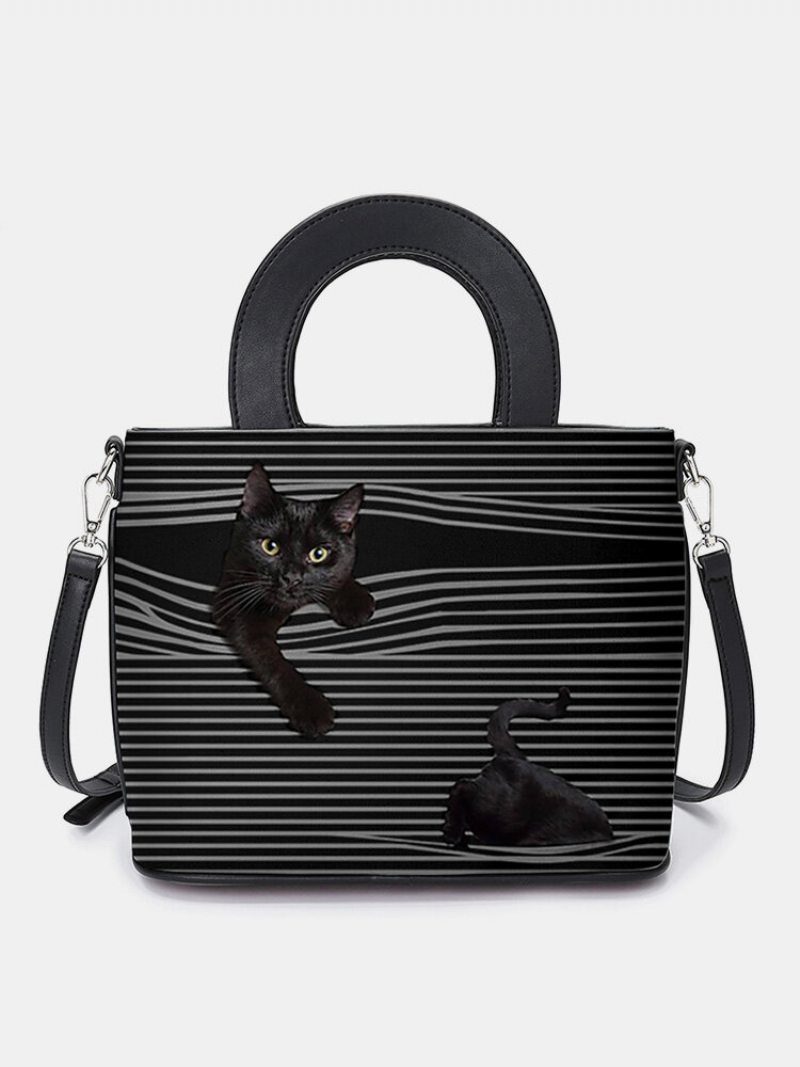 Dámska Kabelka Cat Striped Crossbody Taška Cez Rameno S Taškou