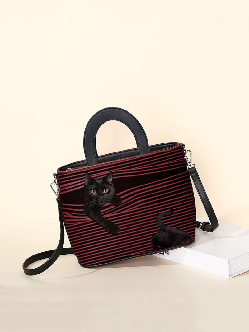 Dámska Kabelka Cat Striped Crossbody Taška Cez Rameno S Taškou