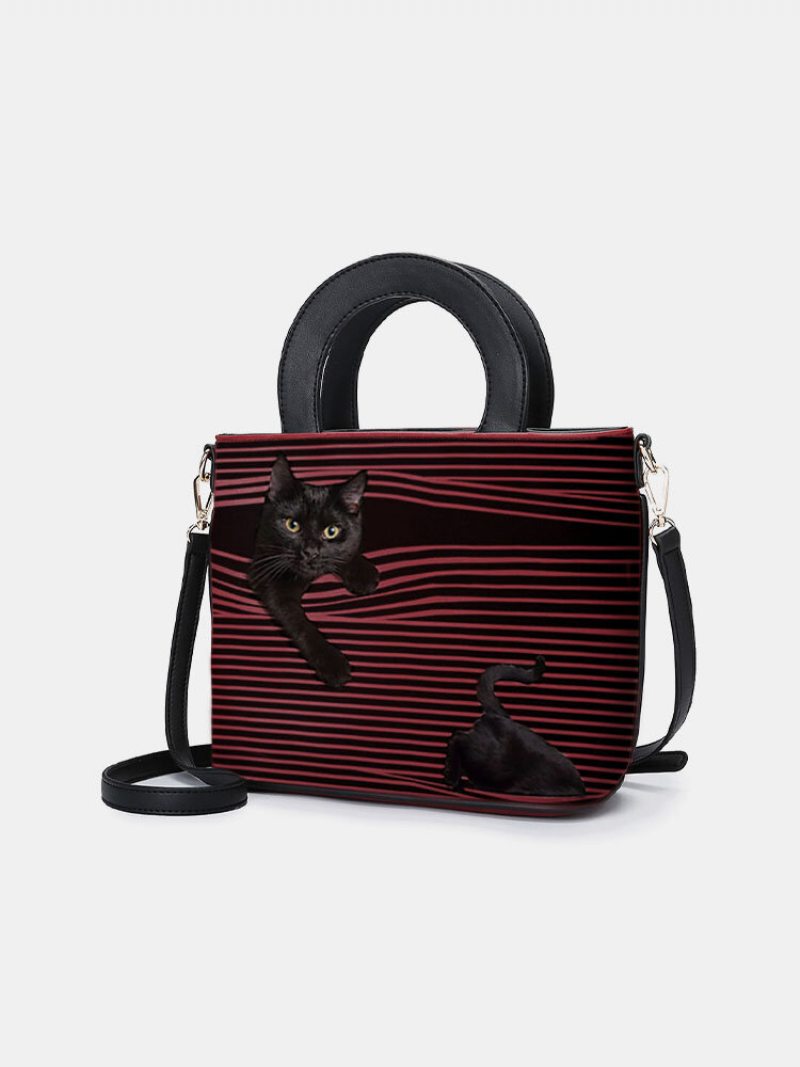 Dámska Kabelka Cat Striped Crossbody Taška Cez Rameno S Taškou