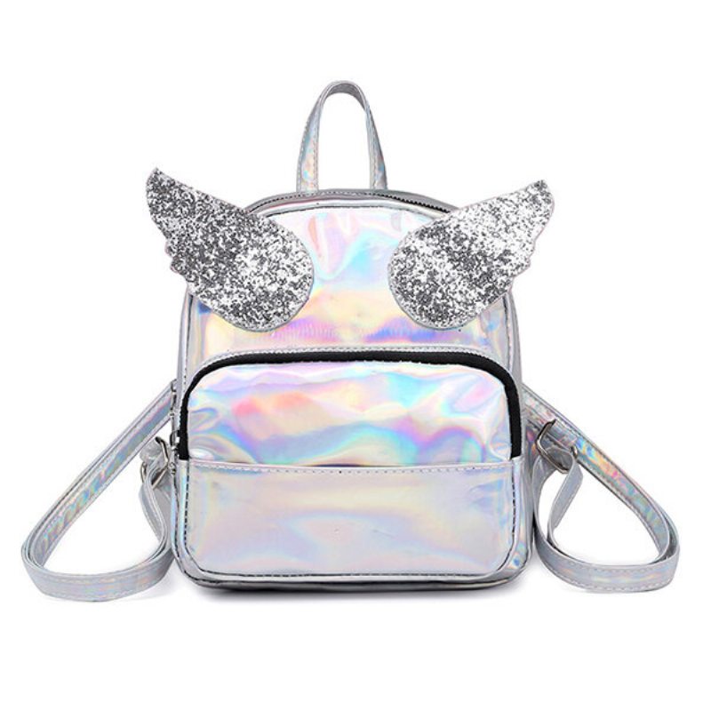 Dámska Laserová Taška Cez Rameno Sequin Wings Backpack Roztomilá Reflexná