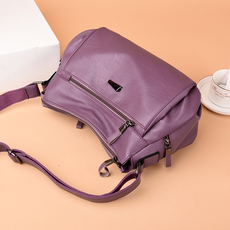 Dámska Mäkká Kožená Pevná Crossbody Taška Leisure Messenger Bag