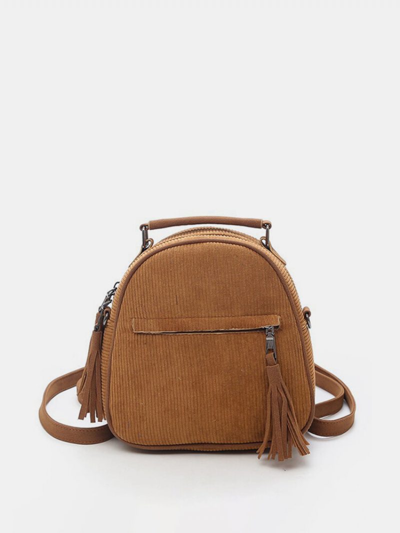 Dámska Manšestrová Multifunkčná Crossbody Taška Strapec Pevný Batoh Vintage Cez Rameno