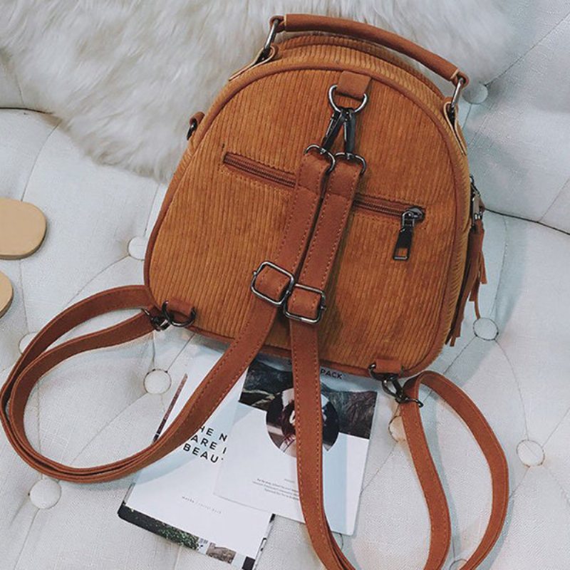 Dámska Manšestrová Multifunkčná Crossbody Taška Strapec Pevný Batoh Vintage Cez Rameno