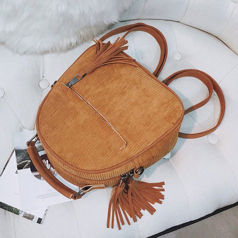 Dámska Manšestrová Multifunkčná Crossbody Taška Strapec Pevný Batoh Vintage Cez Rameno