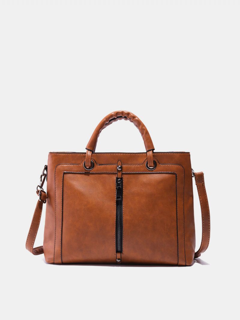 Dámska Pu Kožená Kabelka Square Tote Bag Oil Leather Crossbody