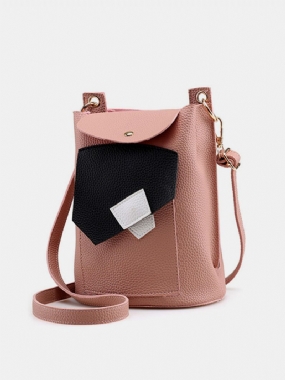 Dámska Pu Leather Patchwork Crossbody Taška Bucket Bag