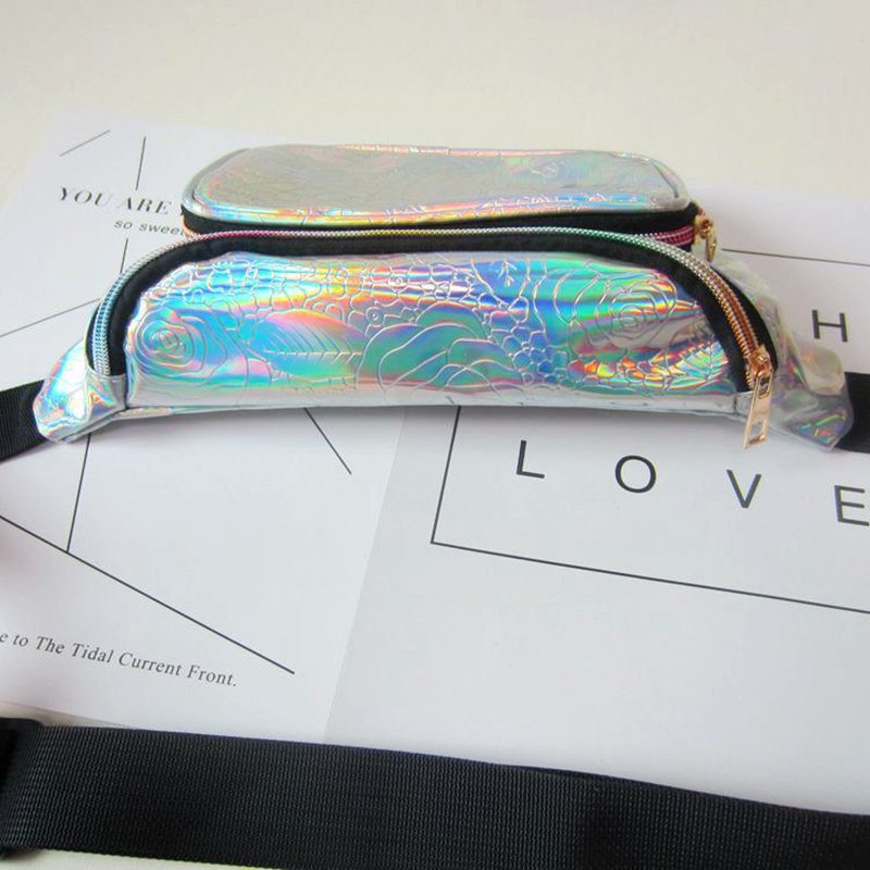Dámska Reflexná Laserová Taška Do Pása V Štýle Harajuku Nastaviteľná Náprsná Personality Sling Bag