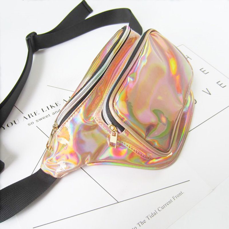 Dámska Reflexná Laserová Taška Do Pása V Štýle Harajuku Nastaviteľná Náprsná Personality Sling Bag