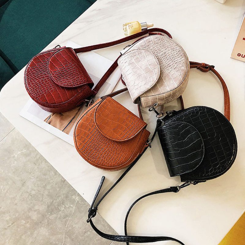 Dámska Retro Pevná Crossbody Kabelka Na Telefón S Krokodílím Vzorom