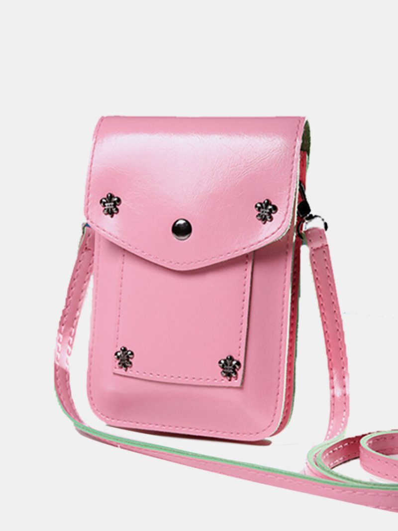 Dámska Retro Taška Cez Rameno Vintage Rivet Pu Crossbody Malá Na Telefón