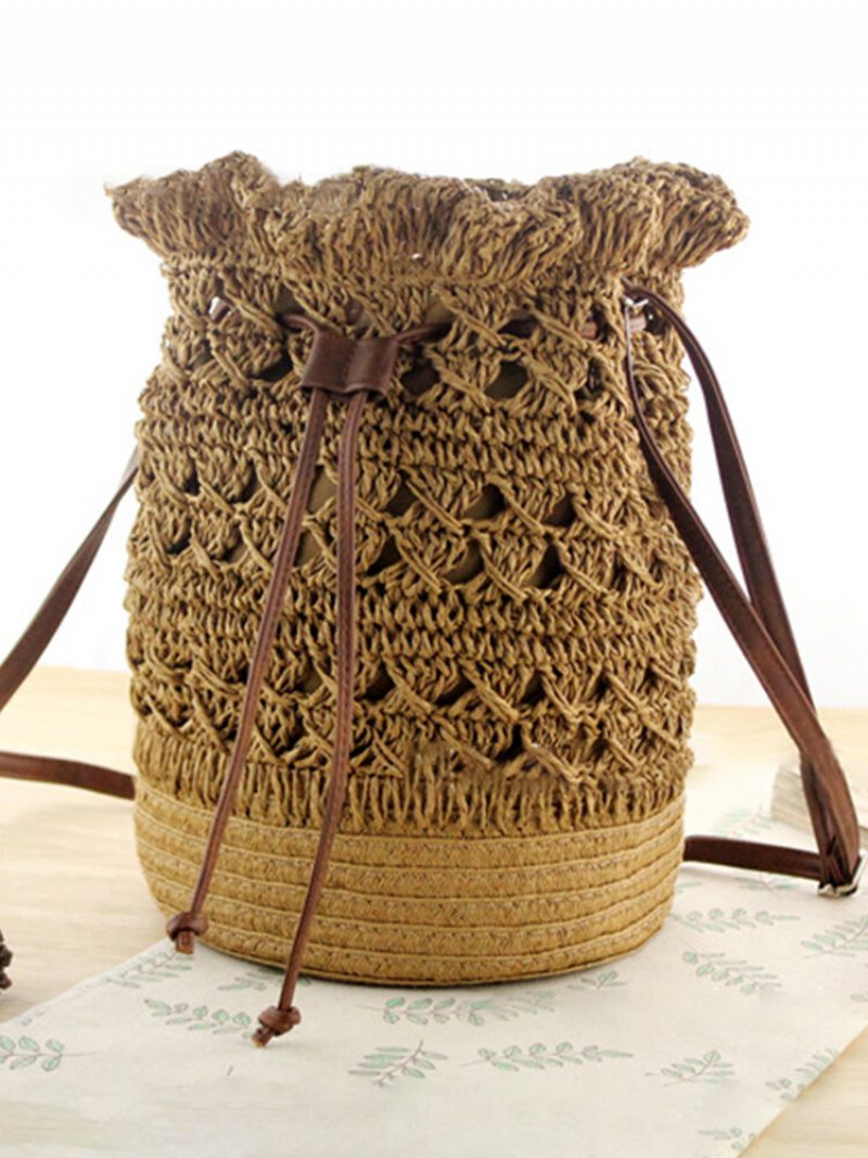 Dámska Strawn Bohémska Štýlová Ľahká Crossbody Taška Beach Bucket Bag