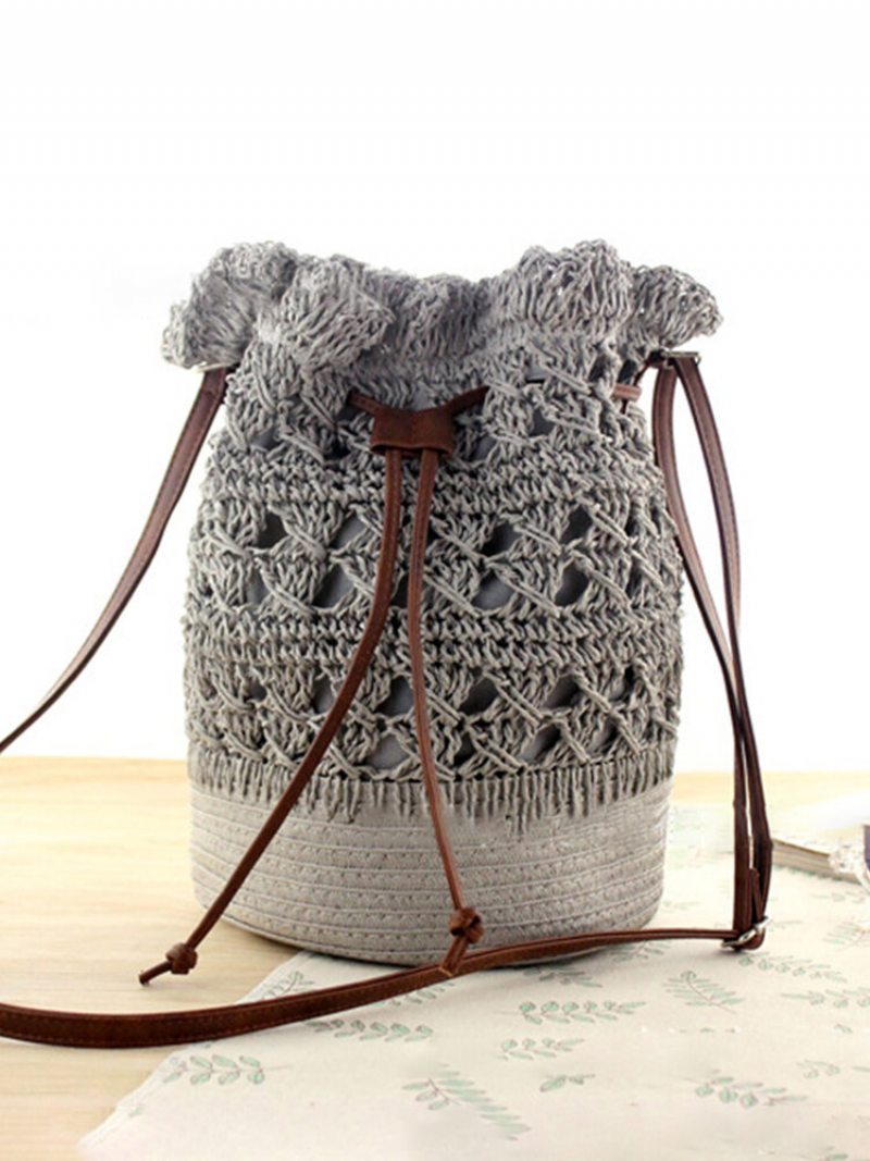 Dámska Strawn Bohémska Štýlová Ľahká Crossbody Taška Beach Bucket Bag