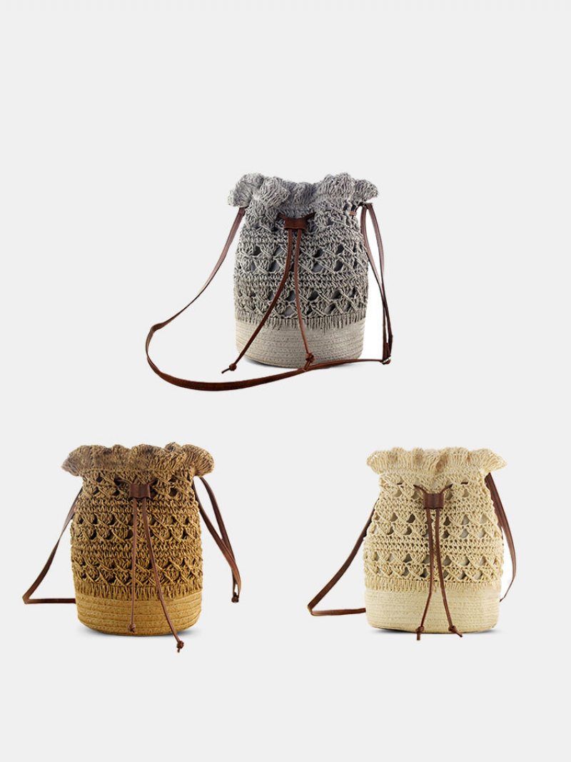 Dámska Strawn Bohémska Štýlová Ľahká Crossbody Taška Beach Bucket Bag