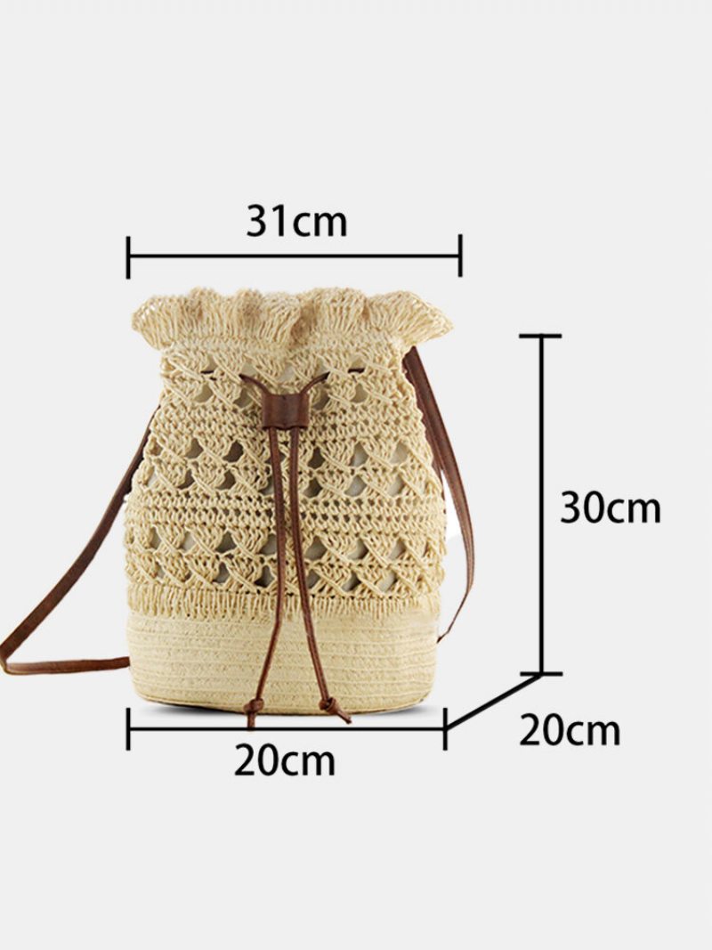 Dámska Strawn Bohémska Štýlová Ľahká Crossbody Taška Beach Bucket Bag