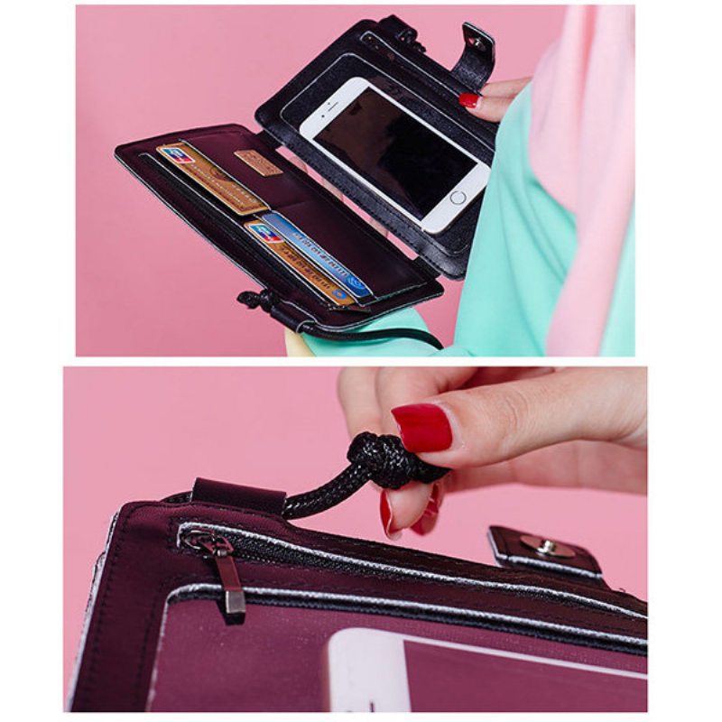 Dámska Štýlová Peňaženka S Potlačou 6.5 Palcové Tašky Cez Rameno Taška Na Telefón Pre Iphone Samsung Xiaomi Huawei Sony
