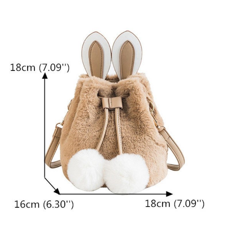 Dámska Taška Cute Rabbit Fluffy Bucket Bag String Crossbody Kabelka