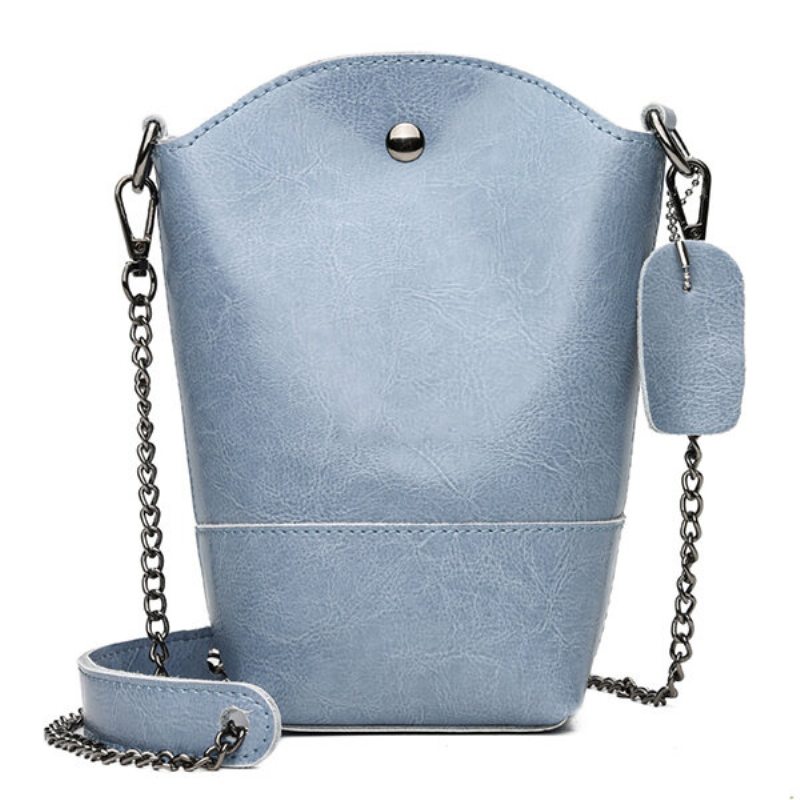Dámska Taška Z Pravej Kože Vintage Bucket Bag Pevná Na Telefón Leisure Mini Crossbody