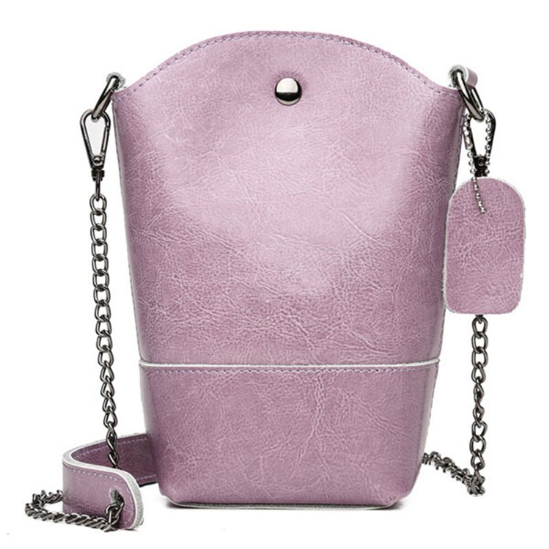 Dámska Taška Z Pravej Kože Vintage Bucket Bag Pevná Na Telefón Leisure Mini Crossbody