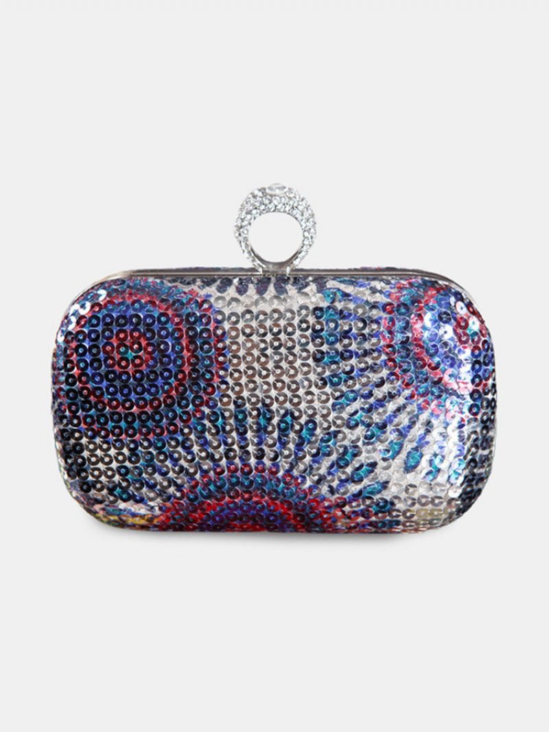 Dámske Módne Korálky Multicolor Metal Clutch Bag Taška Na Večeru