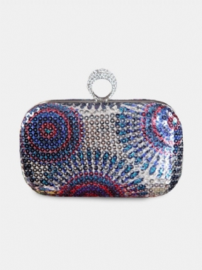 Dámske Módne Korálky Multicolor Metal Clutch Bag Taška Na Večeru