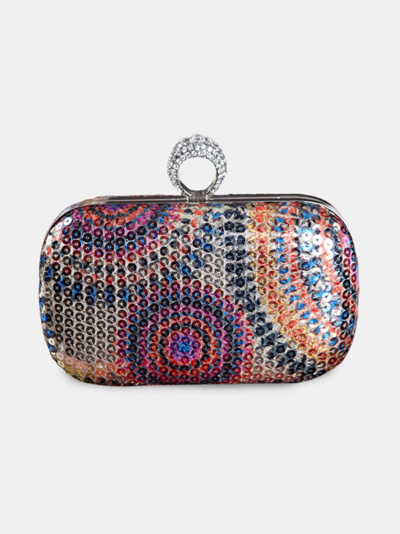 Dámske Módne Korálky Multicolor Metal Clutch Bag Taška Na Večeru