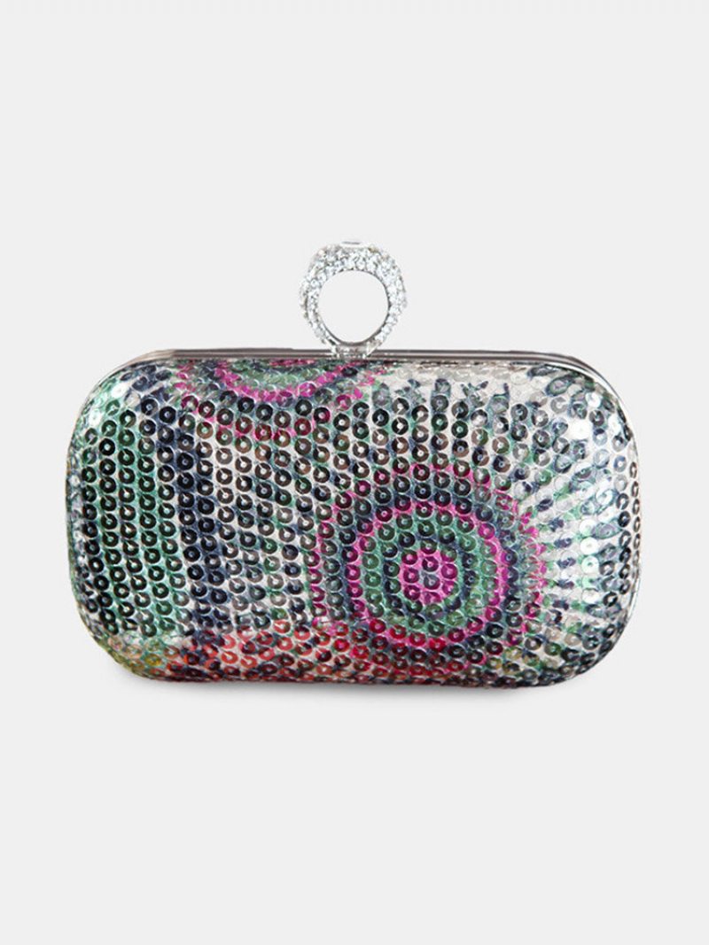 Dámske Módne Korálky Multicolor Metal Clutch Bag Taška Na Večeru