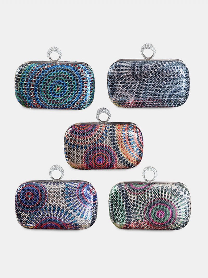 Dámske Módne Korálky Multicolor Metal Clutch Bag Taška Na Večeru