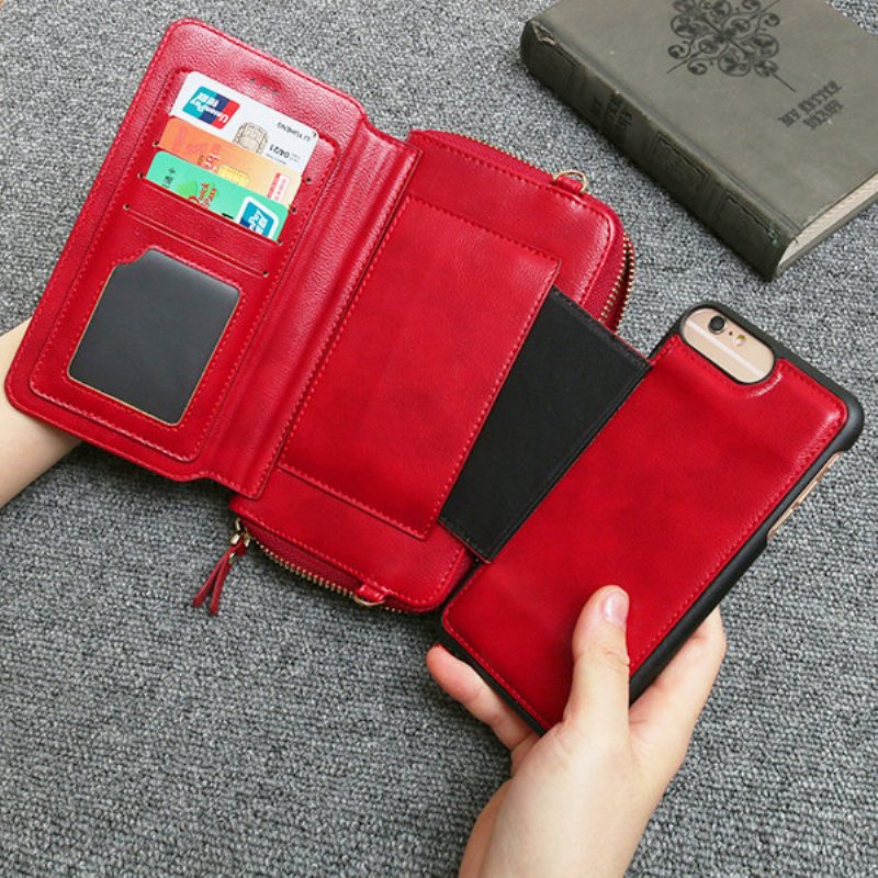 Dámske Pánske Pu Kožené Univerzálne 5.5-palcové Puzdro Na Telefón Vintage Taška Na Crossbody