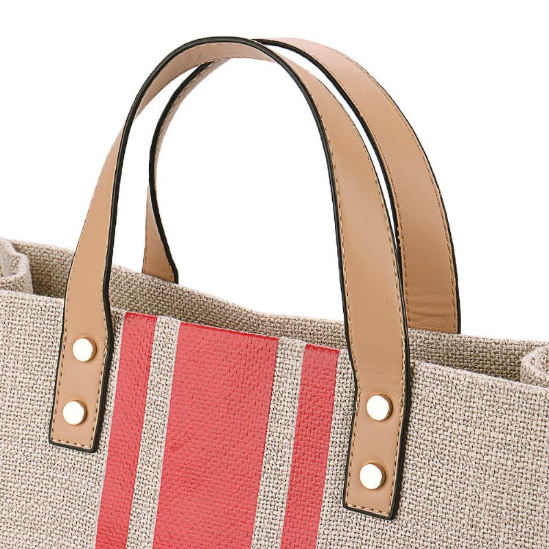 Dámske Plátno Farebné Prešívanie Tote Bag Kabelka Crossbody