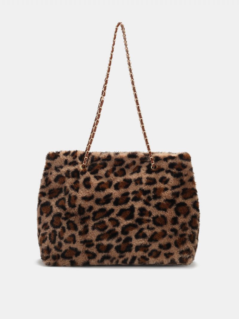 Dámske Plyšové Nohavičky Jednofarebné Leopard Zebra Veľkokapacitná Crossbody Kabelka