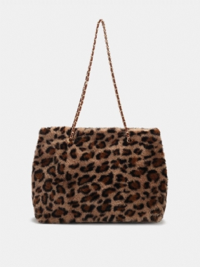 Dámske Plyšové Nohavičky Jednofarebné Leopard Zebra Veľkokapacitná Crossbody Kabelka