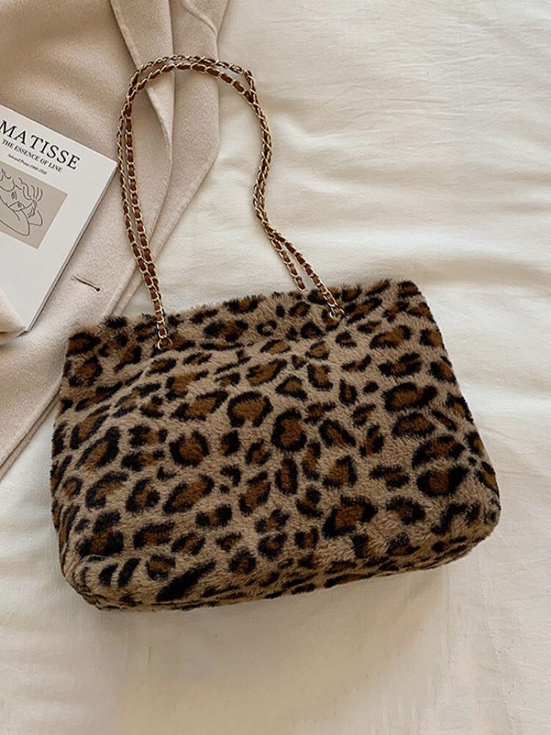 Dámske Plyšové Nohavičky Jednofarebné Leopard Zebra Veľkokapacitná Crossbody Kabelka