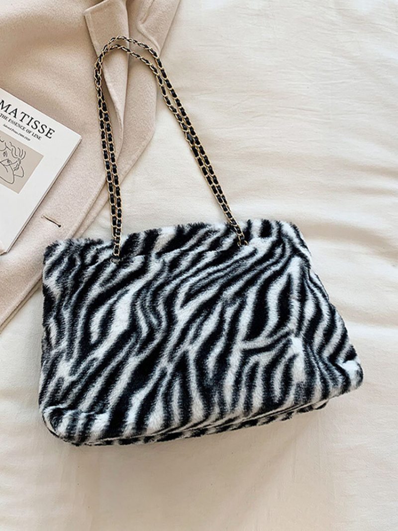 Dámske Plyšové Nohavičky Jednofarebné Leopard Zebra Veľkokapacitná Crossbody Kabelka