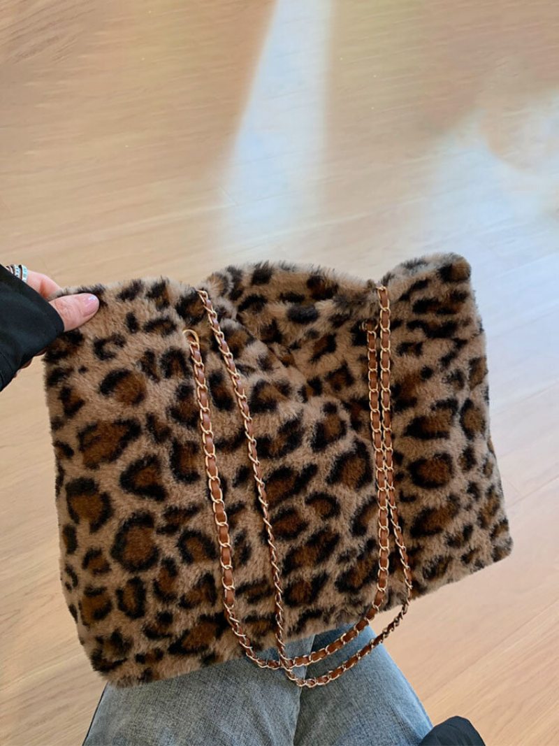 Dámske Plyšové Nohavičky Jednofarebné Leopard Zebra Veľkokapacitná Crossbody Kabelka