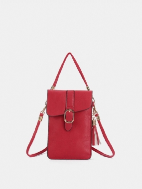 Dámske Pu Kožený Dotykový Displej 5.5-palcový Telefón Tašky Tassel Crossbody