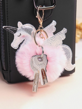 Dámsky Prívesok Na Kľúče Z Umelej Kožušiny Unicorn Bag Charm