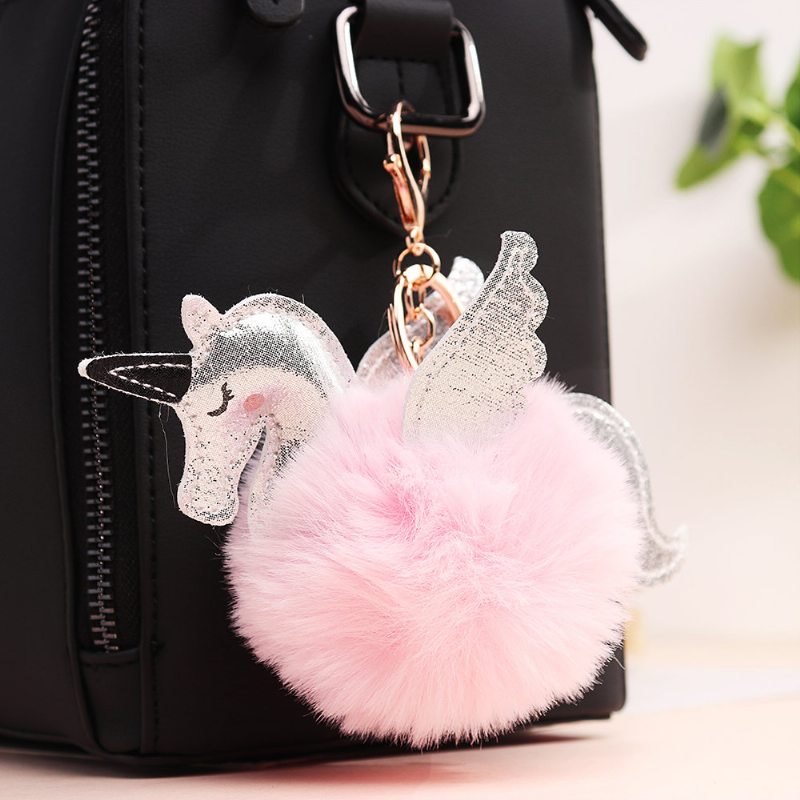 Dámsky Prívesok Na Kľúče Z Umelej Kožušiny Unicorn Bag Charm