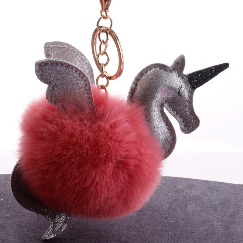 Dámsky Prívesok Na Kľúče Z Umelej Kožušiny Unicorn Bag Charm