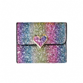 Elegantná Krátka Kabelka Folio Mini Flitre Farebné 3 Sloty Pu Kožená Taška So Spojkou Rainbow Clutch Bag Príslušenstvo Na Večernú Párty