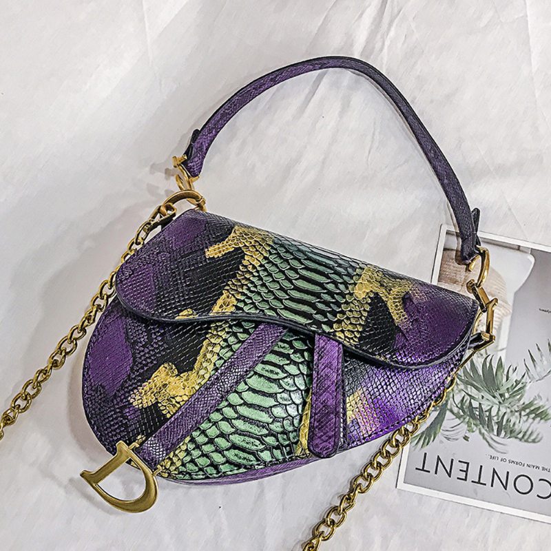 Európska A Americká Fanúšikovská Cezhraničná Nový Hadí Vzor Módne Kabelky Trend Line Embossovaná Dámska Taška Cez Rameno Wild Messenger Small Bag