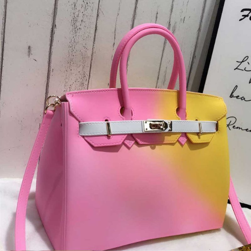 Farebná Kontrastná Dámska Módna Želé Taška Rainbow Color Matná Pvc Plážová Kabelka Tote Bag