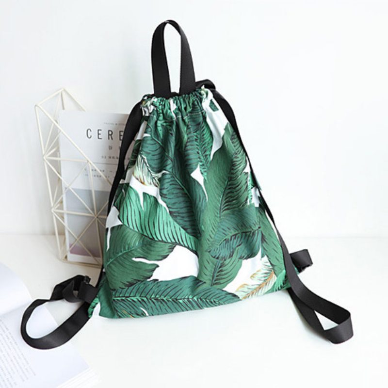 Fresh Print Leaf Canvas Backpack Kabelka Na Voľný Čas